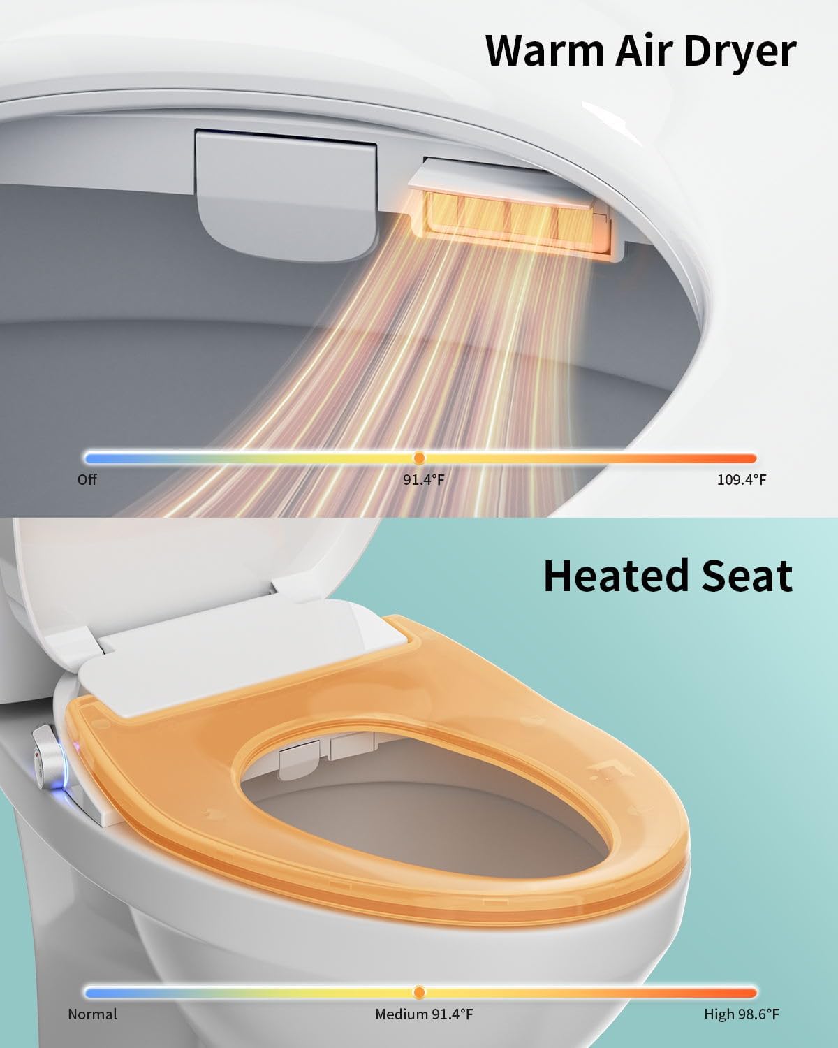 Thumbnail 6 de SR SUN RISE Electric Bidet Toilet Seat Elongated with Dual Nozzles, Heated Seat, Air Dryer, and Remote