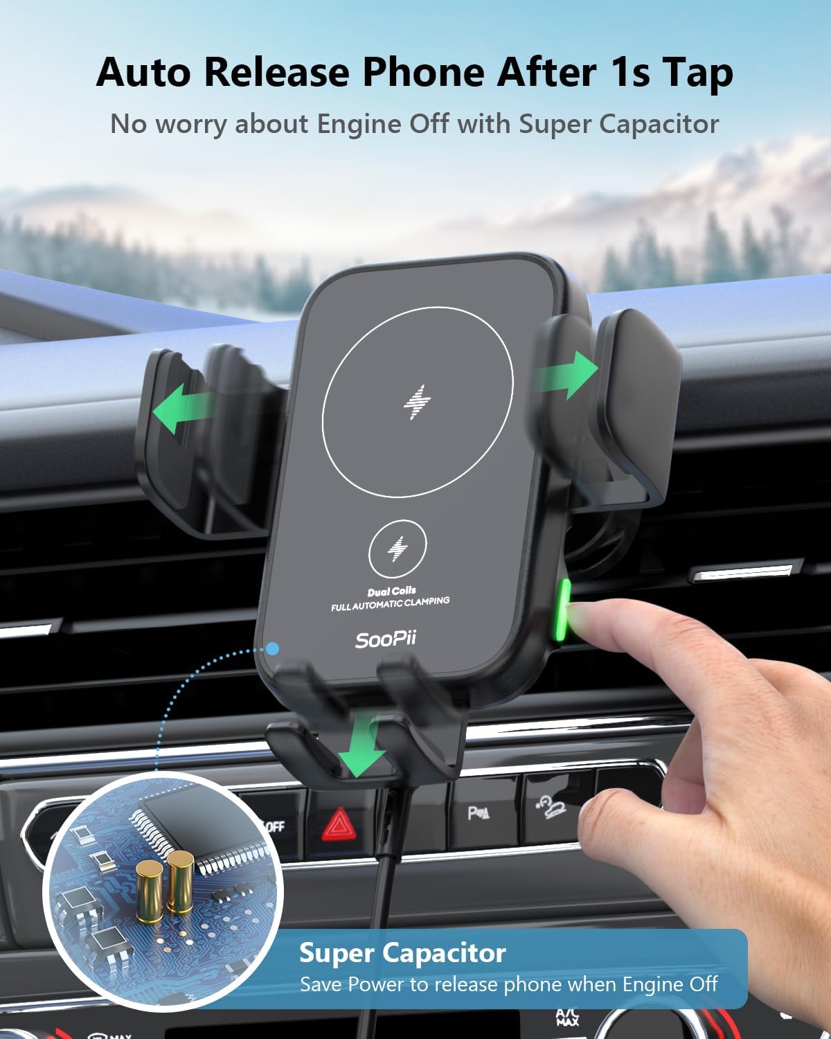 Thumbnail 3 de SooPii Cargador inalámbrico doble de coche 🚗 para Galaxy y iPhone