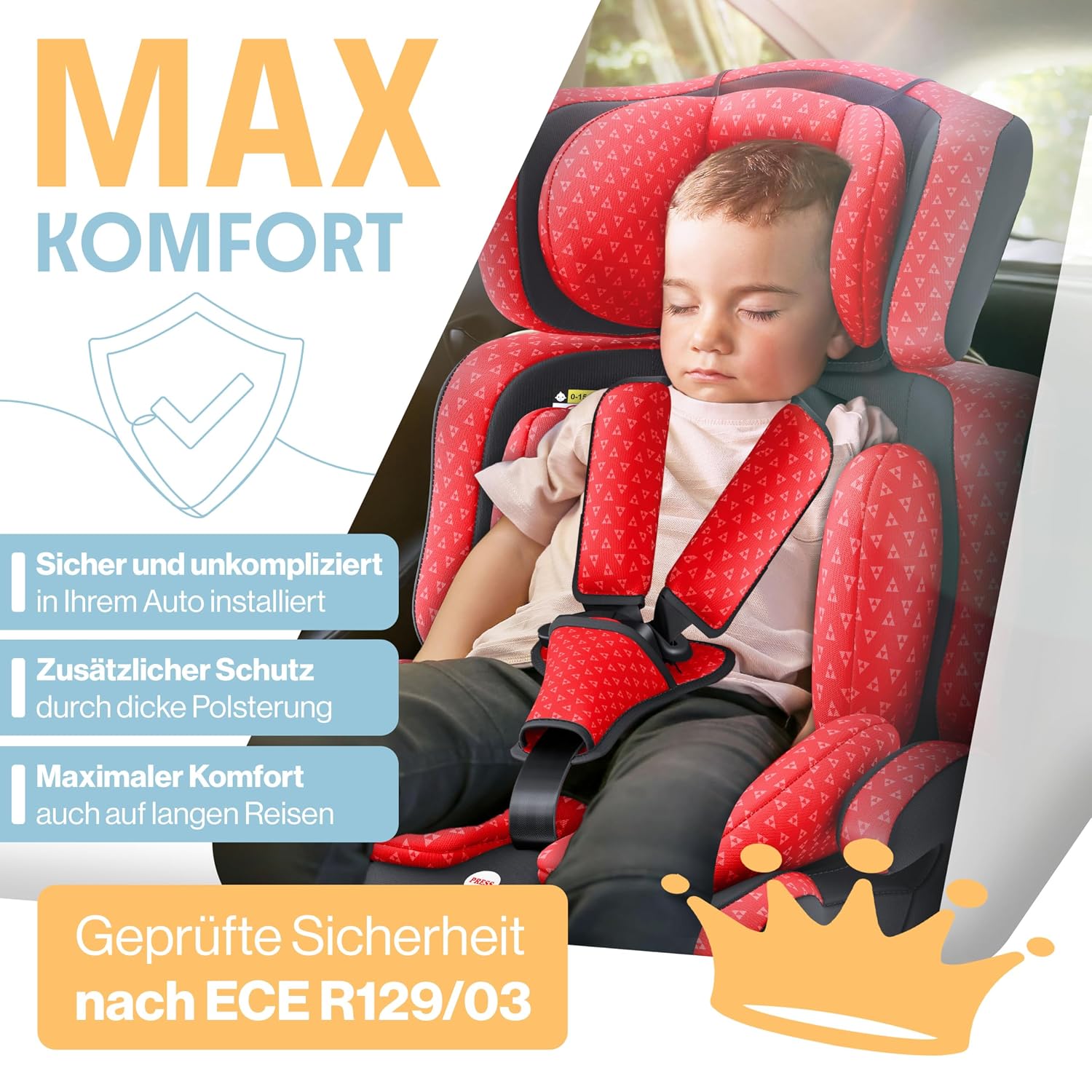 Thumbnail 4 de KIDIZ Autokindersitz i-Size R129 100–150 cm (bis 12 Jahre) – Kinderautositz Gruppe 1/2/3 ohne ISOFIX, mit 5-Punkt-Gurt und höhenverstellbarer Kopfstütze