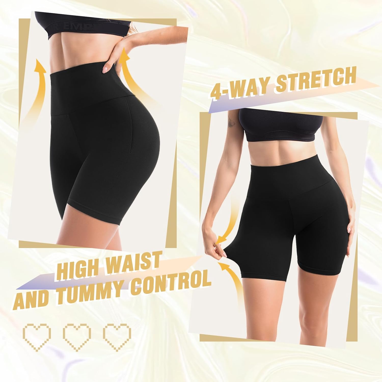Detalle de Leafigure Leggings with Pockets for Women – High-Waisted, Opaque Gym Shorts