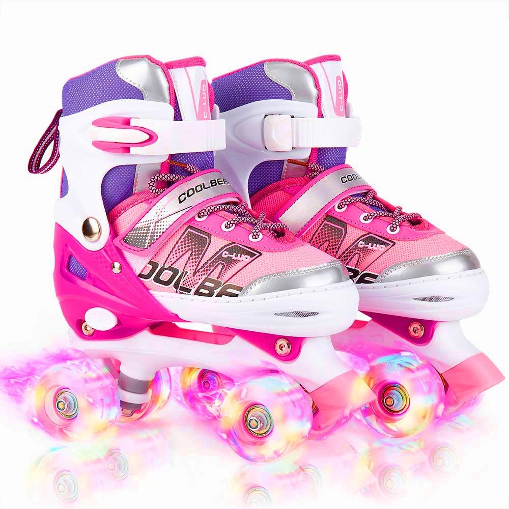Detalle de Sowume Adjustable Roller Skates for Girls and Women (Light-Up 8-Wheel, ABEC-7) — Adjustable Kids’ Roller Skates