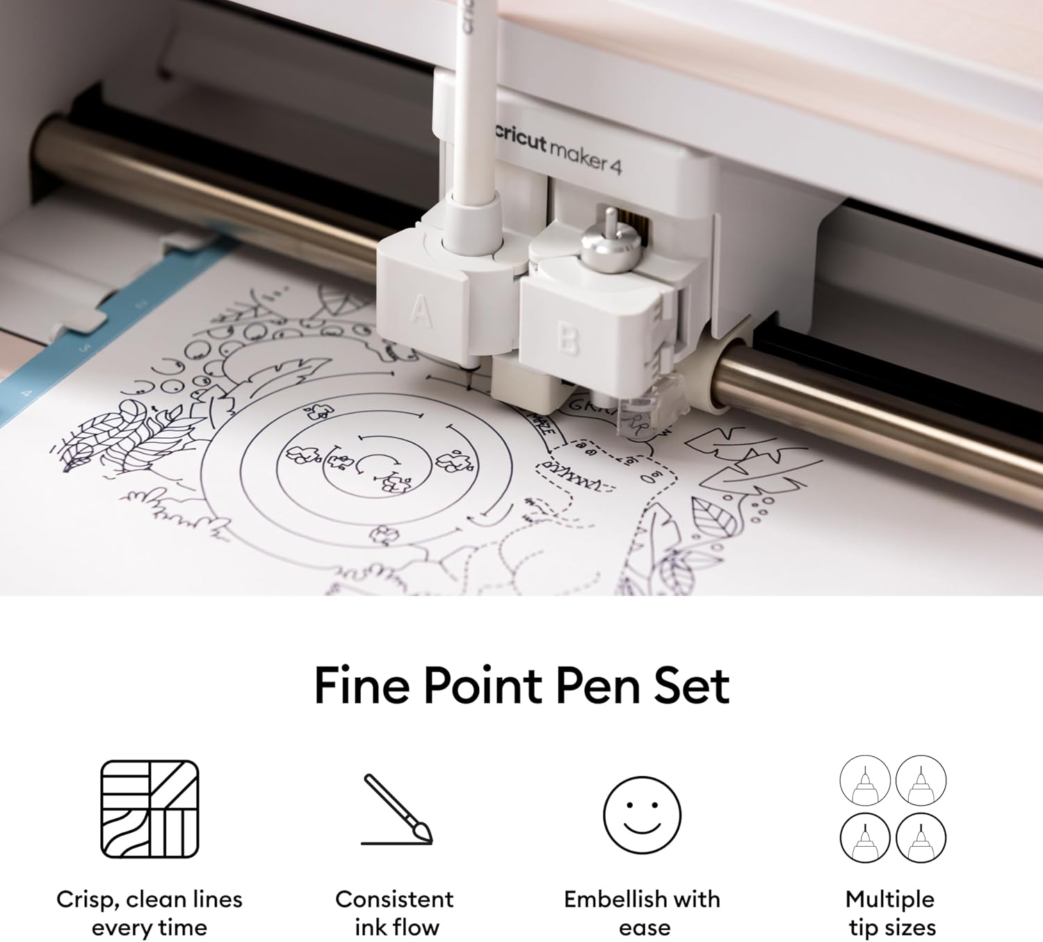 Detalle de Cricut 2012608 Multi Pen Set, Black Fine and Gel Pens, 6 Count