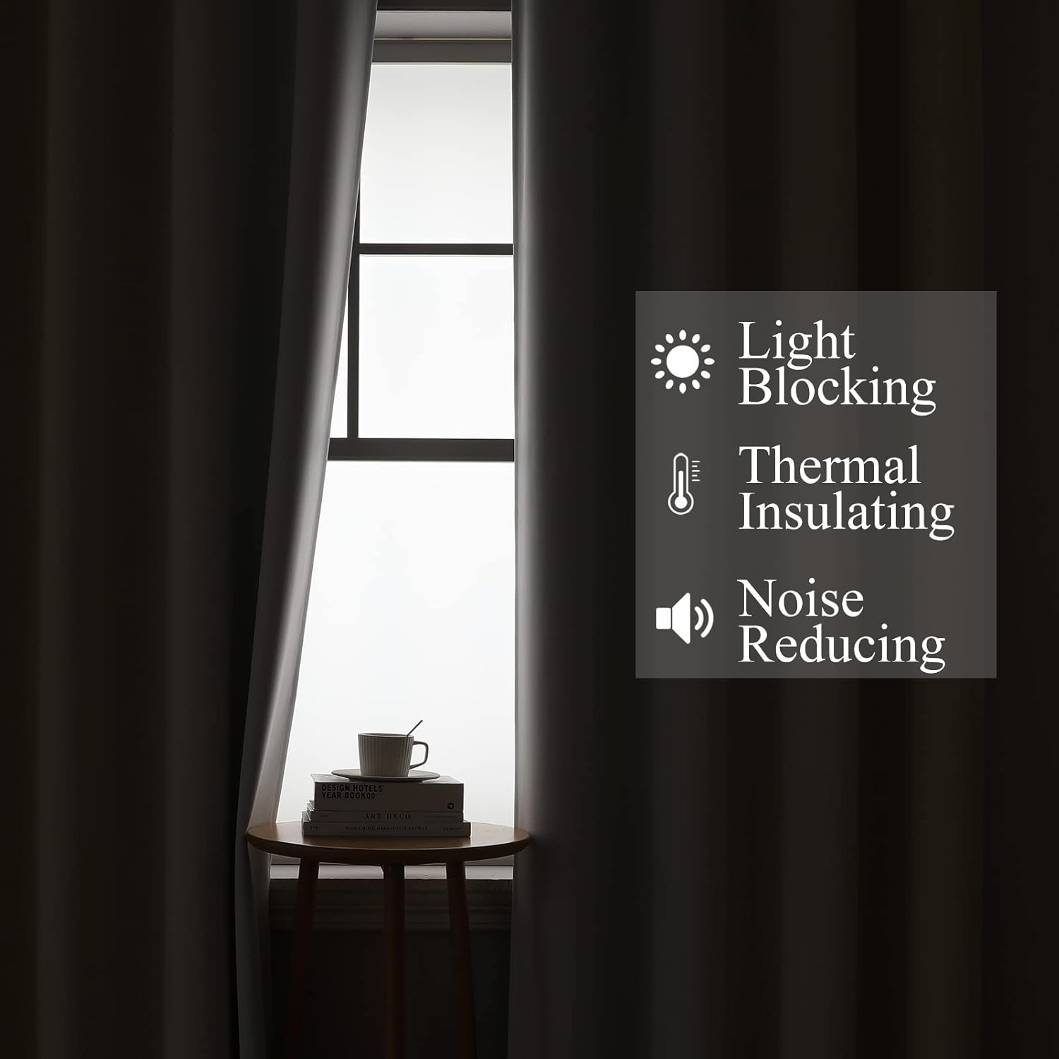 Detalle de VEHEDE Gradient Blackout Curtains: 2 Panels, 90 Inch Drop, Ombre Design