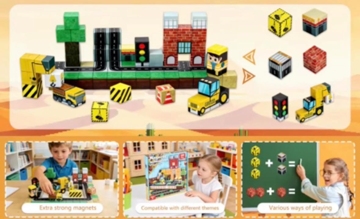 Thumbnail 6 de GigglePlay Magnetic Blocks 100-Piece Construction Set – Educational STEM Toy for Ages 3–10