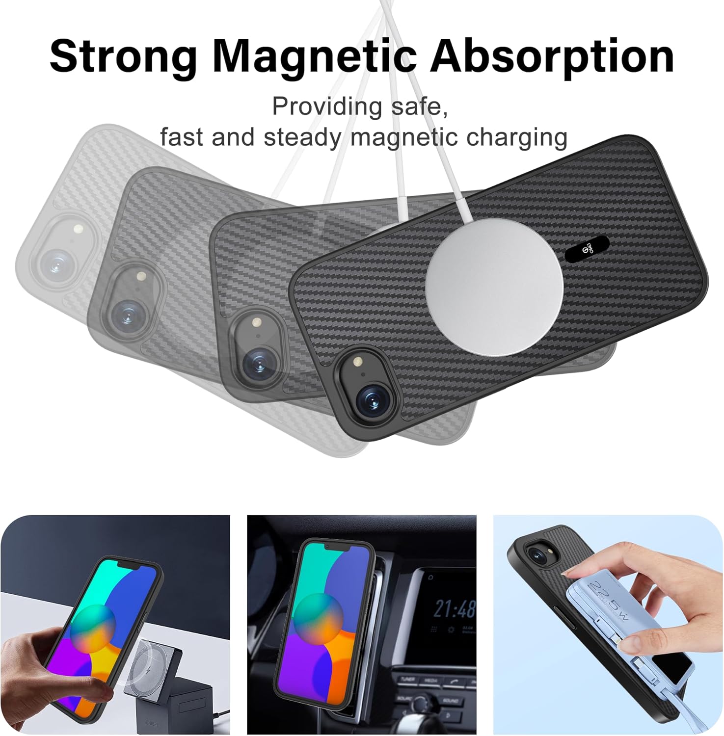 Thumbnail 5 de Ones Coque Magnétique pour iPhone 17e / 16e : protection robuste avec toucher carbone et MagSafe