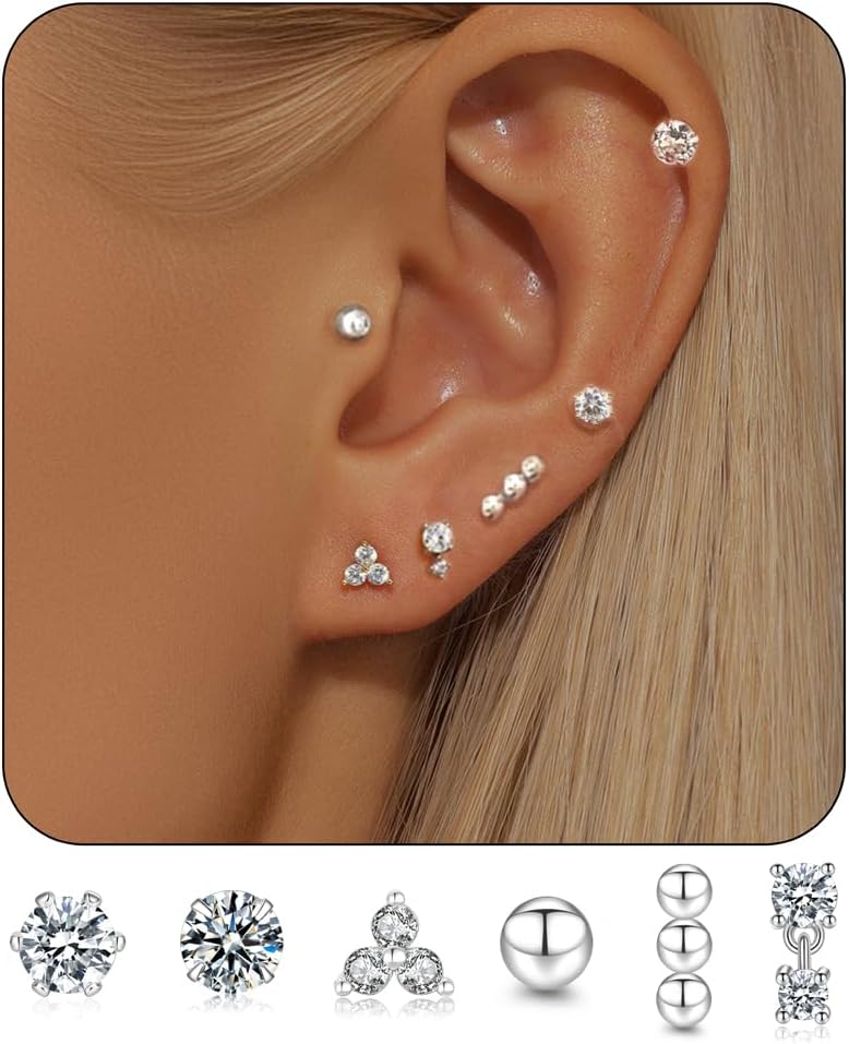 Thumbnail 6 de Senteria 5 Pairs Silver Hoop Earrings for Women – Hypoallergenic Small Huggie Set