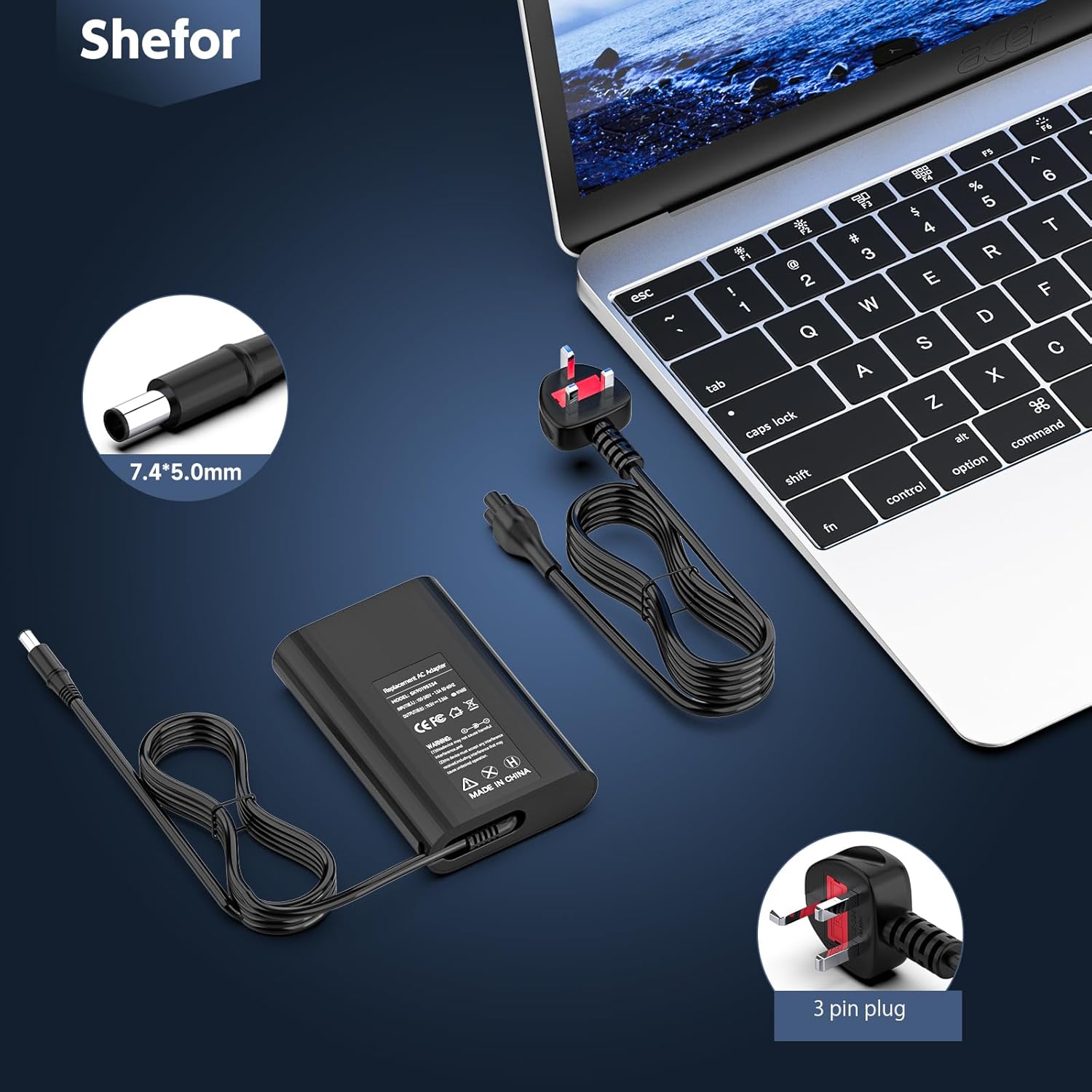 Detalle 2 de 65W Laptop Charger Compatible With Dell Latitude 5400