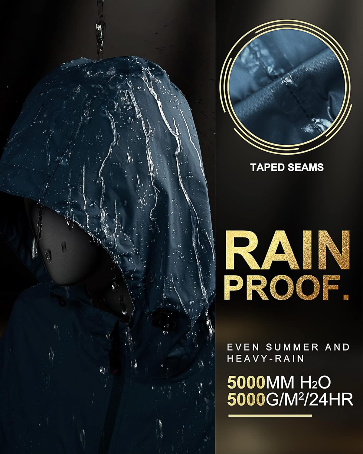Thumbnail 3 de 33,000ft Women’s Lightweight Hooded Rain Jacket – Waterproof Packable Long Rain Coat
