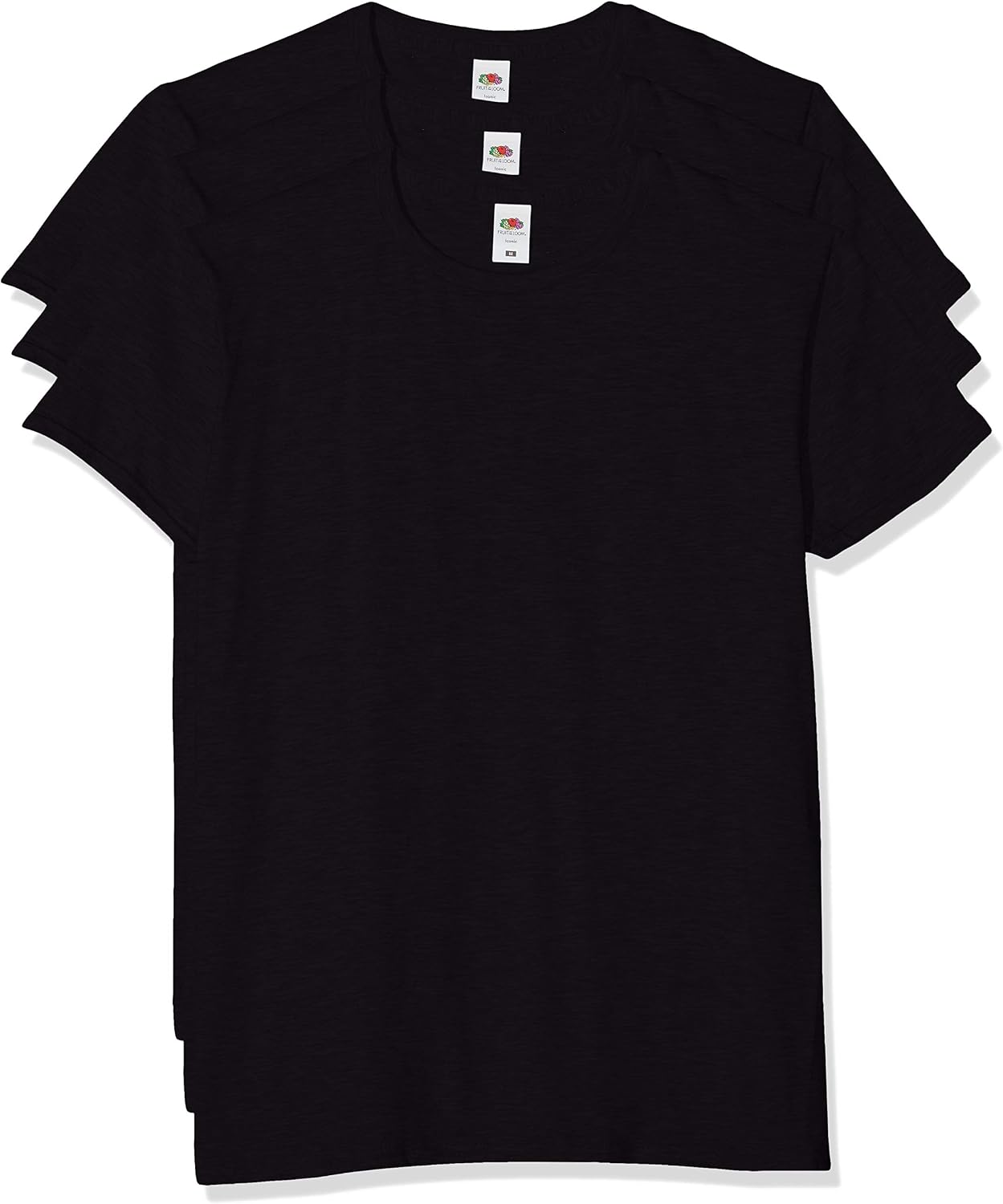 Detalle de Fruit of The Loom Iconic Tee, Lightweight Ringspun 3 Pack – T-Shirt Uomo Nero, XL