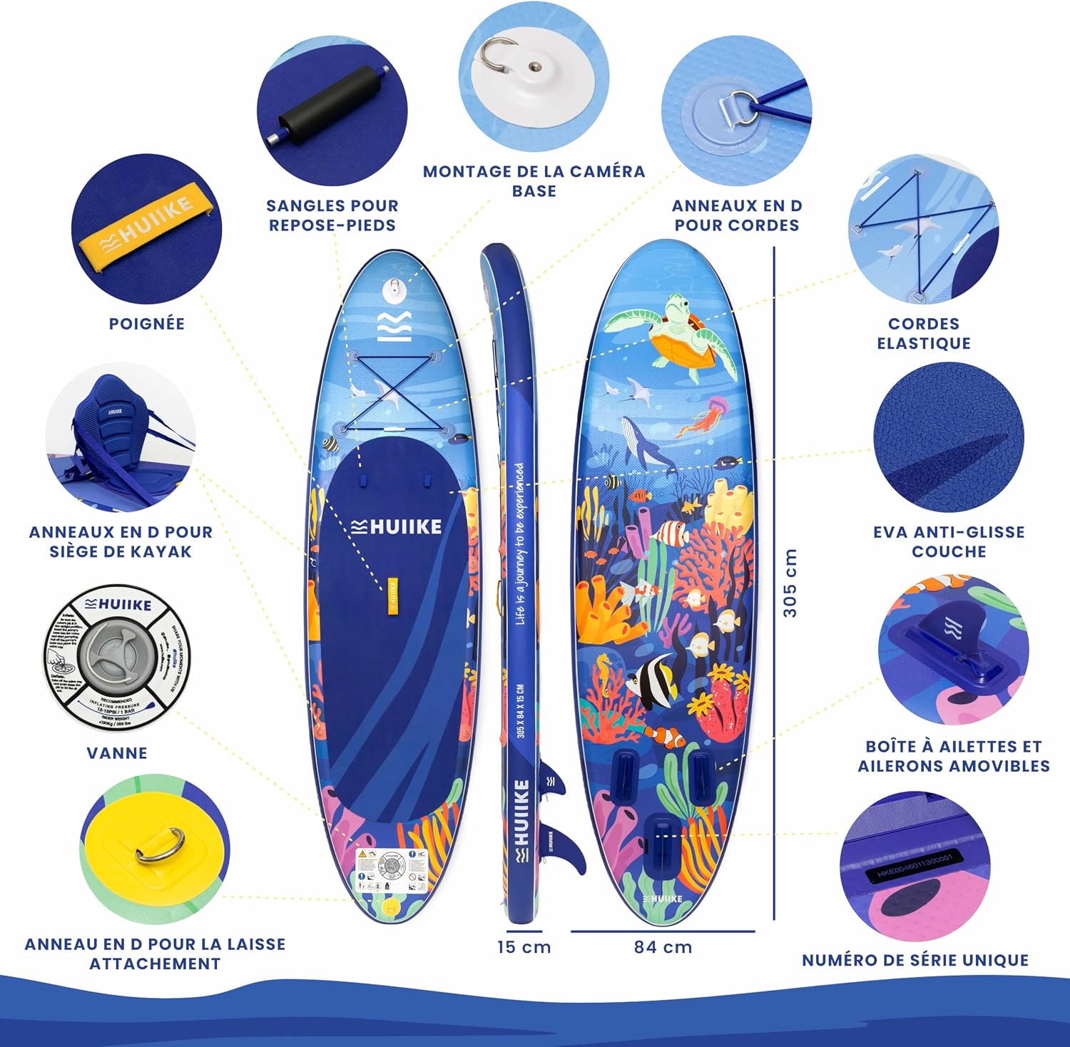 Detalle 2 de HUIIKE Paddle Gonflable Adulte Coral Full Pack 305 cm