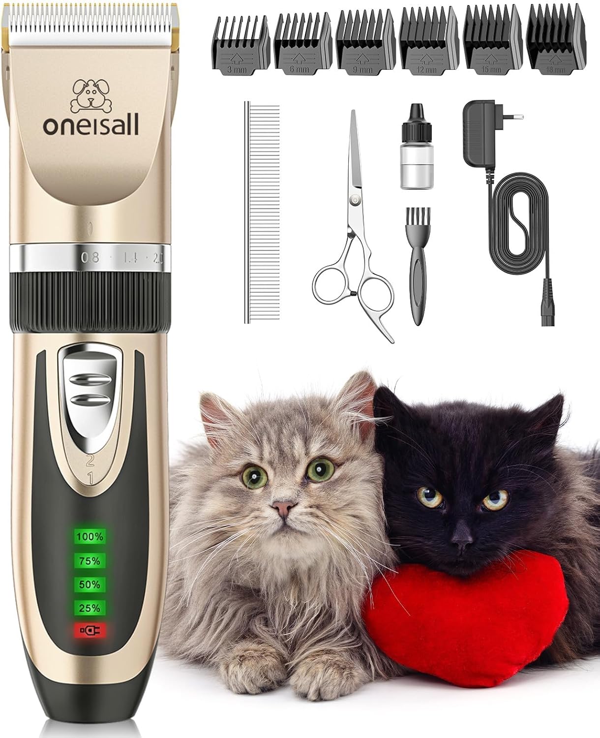 Detalle de oneisall Quiet Cat Clippers 2-speed cordless groomer ✂