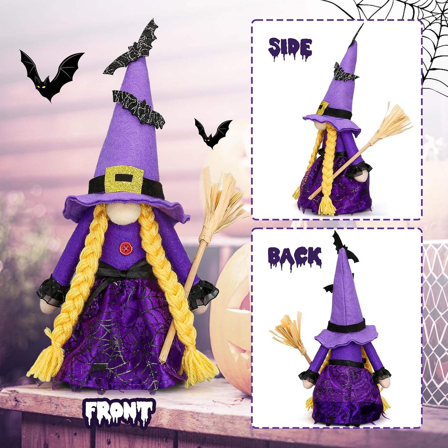 Detalle de Lovinland Halloween Gnome Decor, Purple
