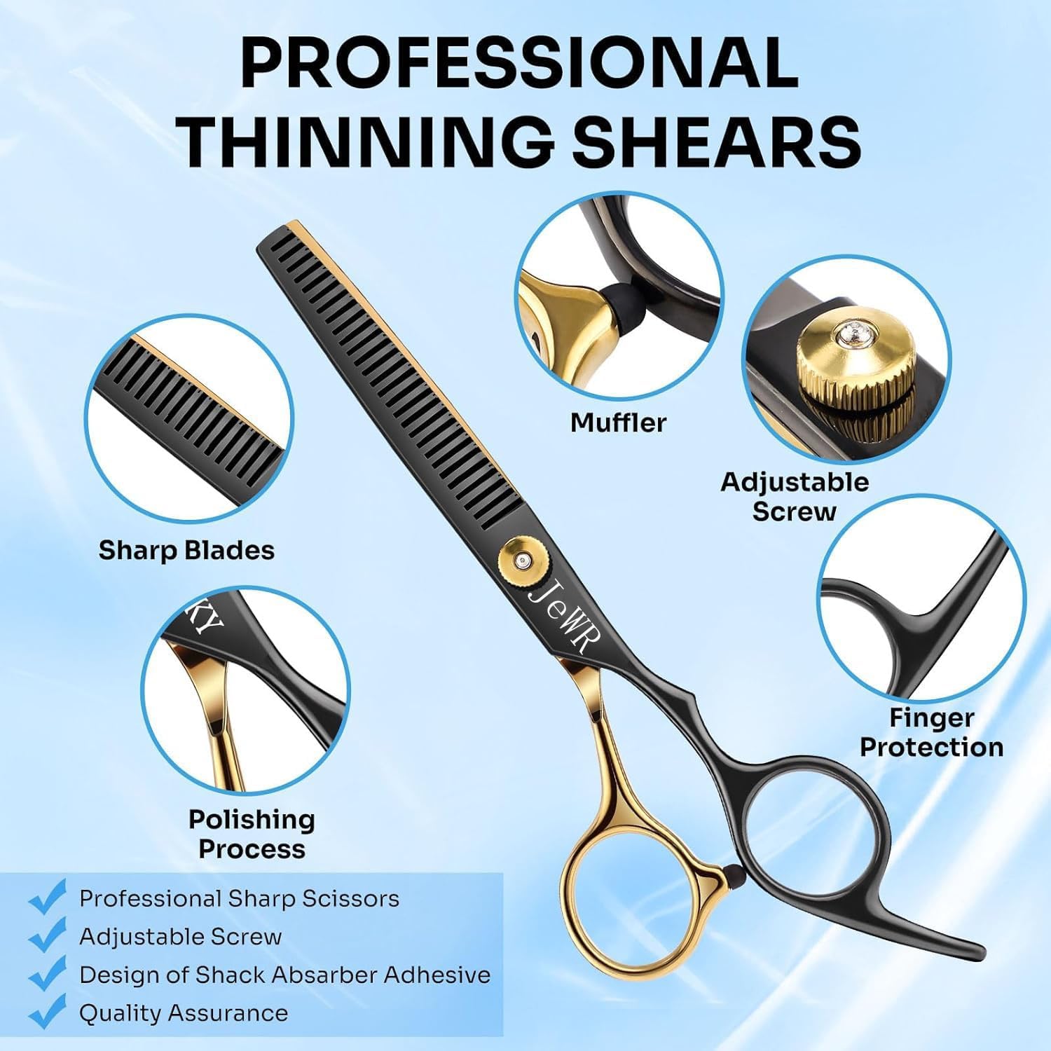 Detalle de Hairdressing Scissors Set: Thinning Kit 15 Pcs ✂