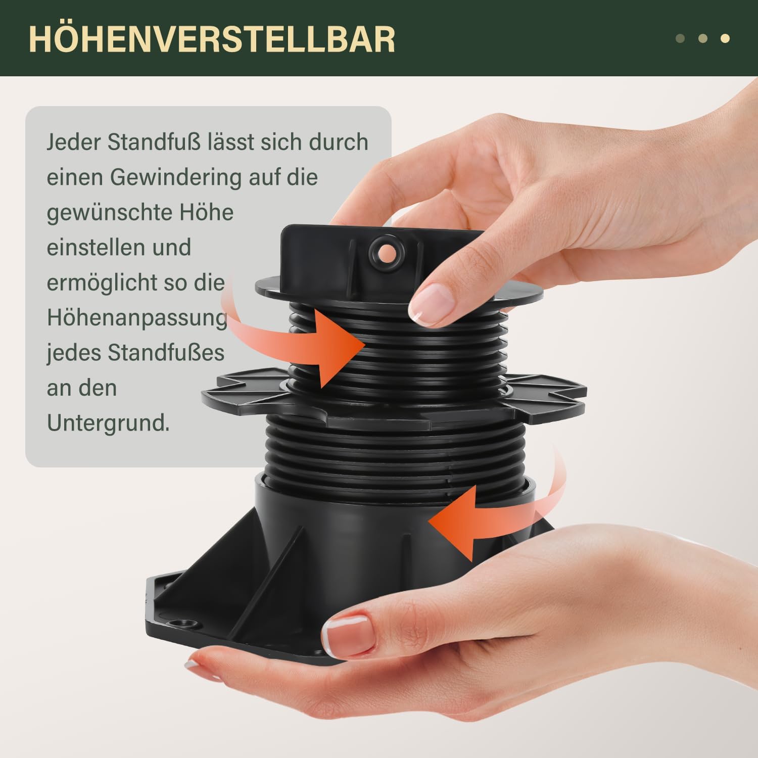 Thumbnail 3 de Herrselsam Stelzlager höhenverstellbar 30 Stück – Plattenlager 60–140 mm für Terrassenunterkonstruktion Holz, WPC und Stein