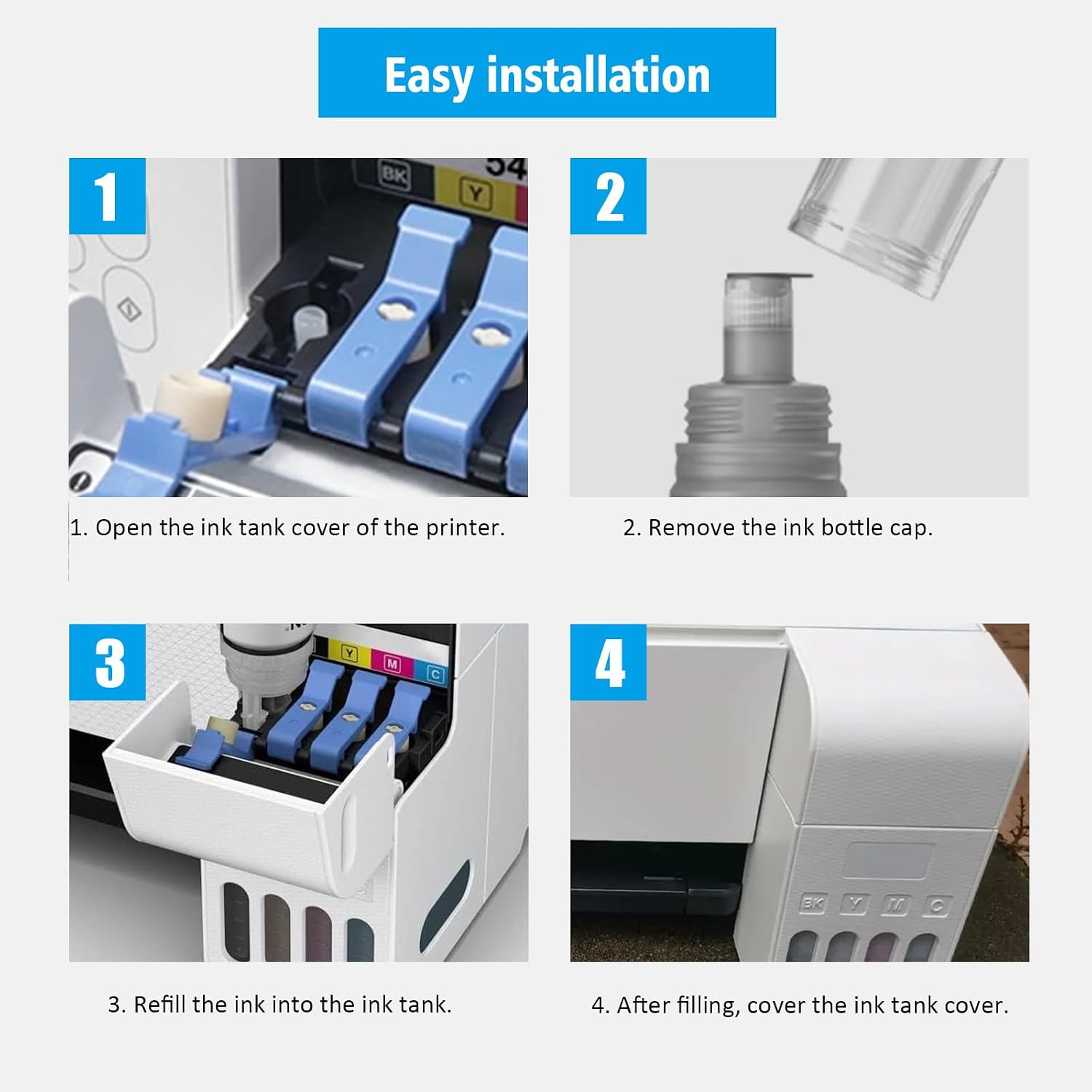 Detalle 2 de TONTINTA E104 flaconi di inchiostro compatibili a 5 colori per stampanti serie ET (ET-2710/ET-2720/ET-2810/ET-4800)
