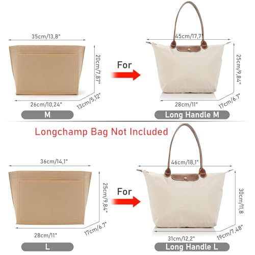 Detalle de ZOLGINAH: Organizador de Bolsos de Mujer en Fieltro para Longchamp (Tamaños M y L)