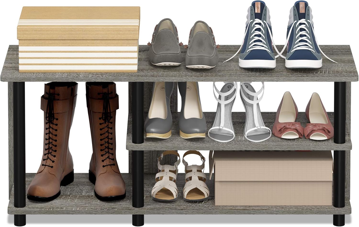 Thumbnail 4 de Furinno Zapatero Grigio Rovere Francese, 3 niveles