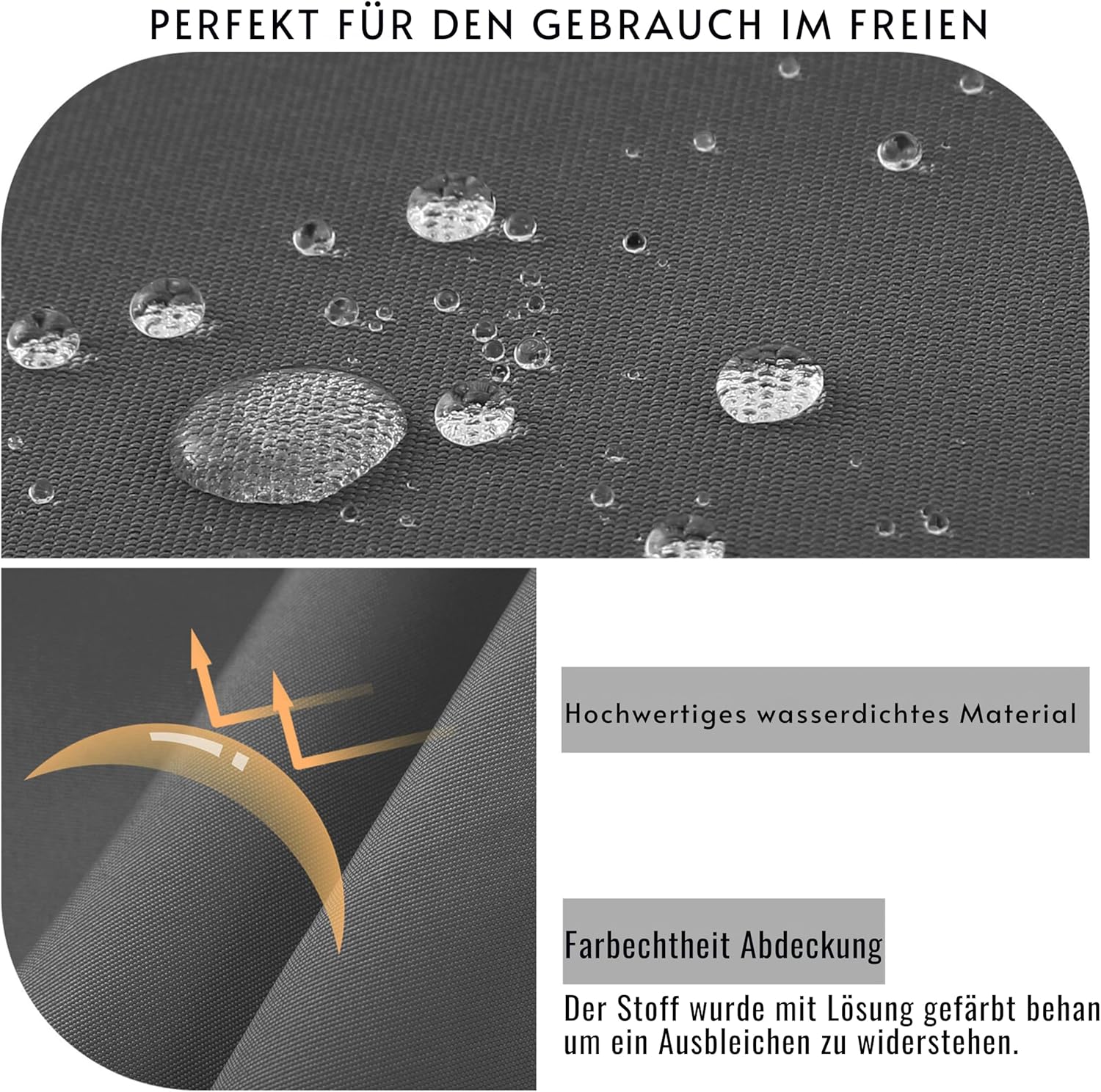 Thumbnail 4 de PRIMEPATIO Stuhlkissen 45x45 im 2er-Set für den Außenbereich, wasserdichter Memory-Schaum in Dunkelgrau