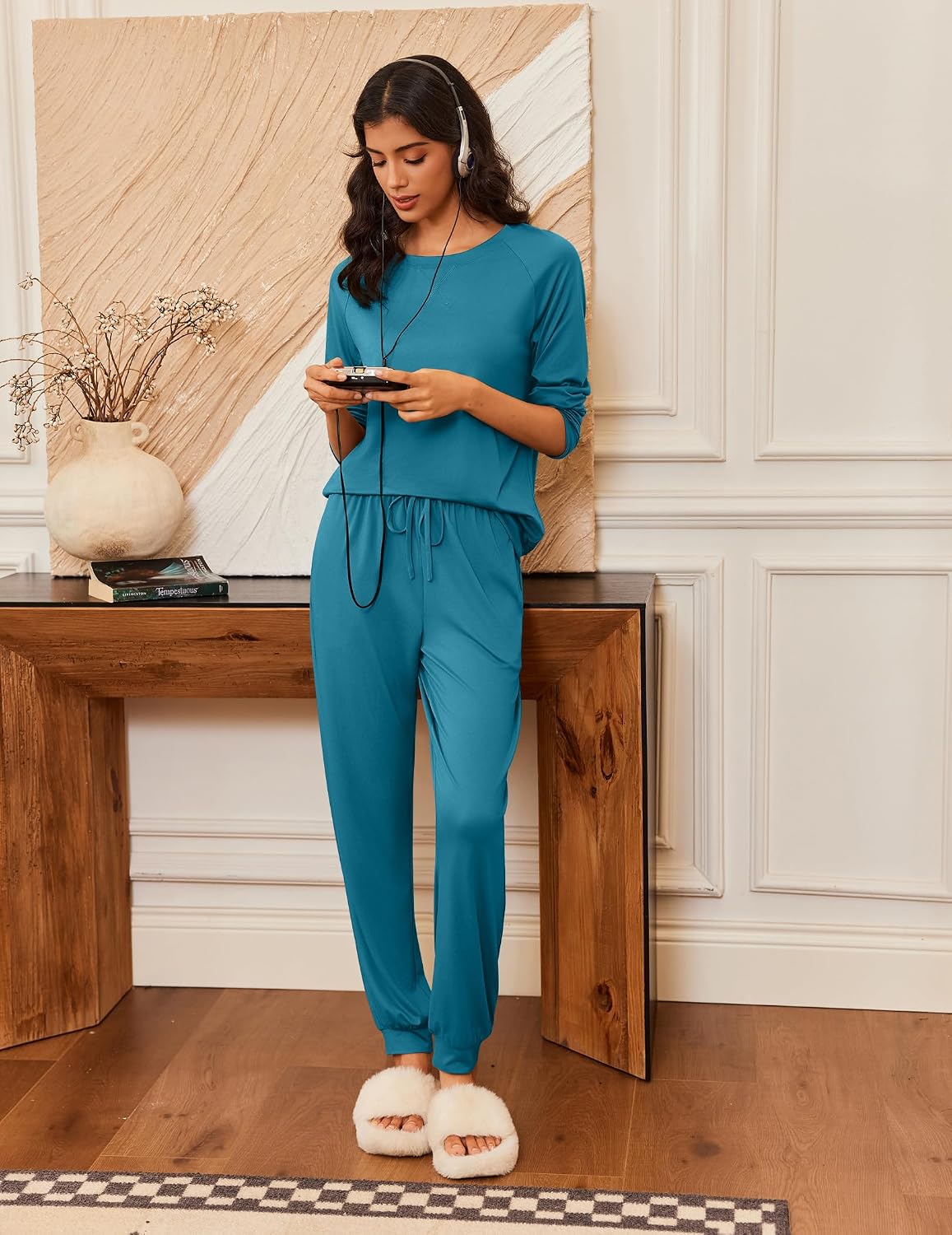 Detalle de Ekouaer Women's Pajama Set, 95% Polyester