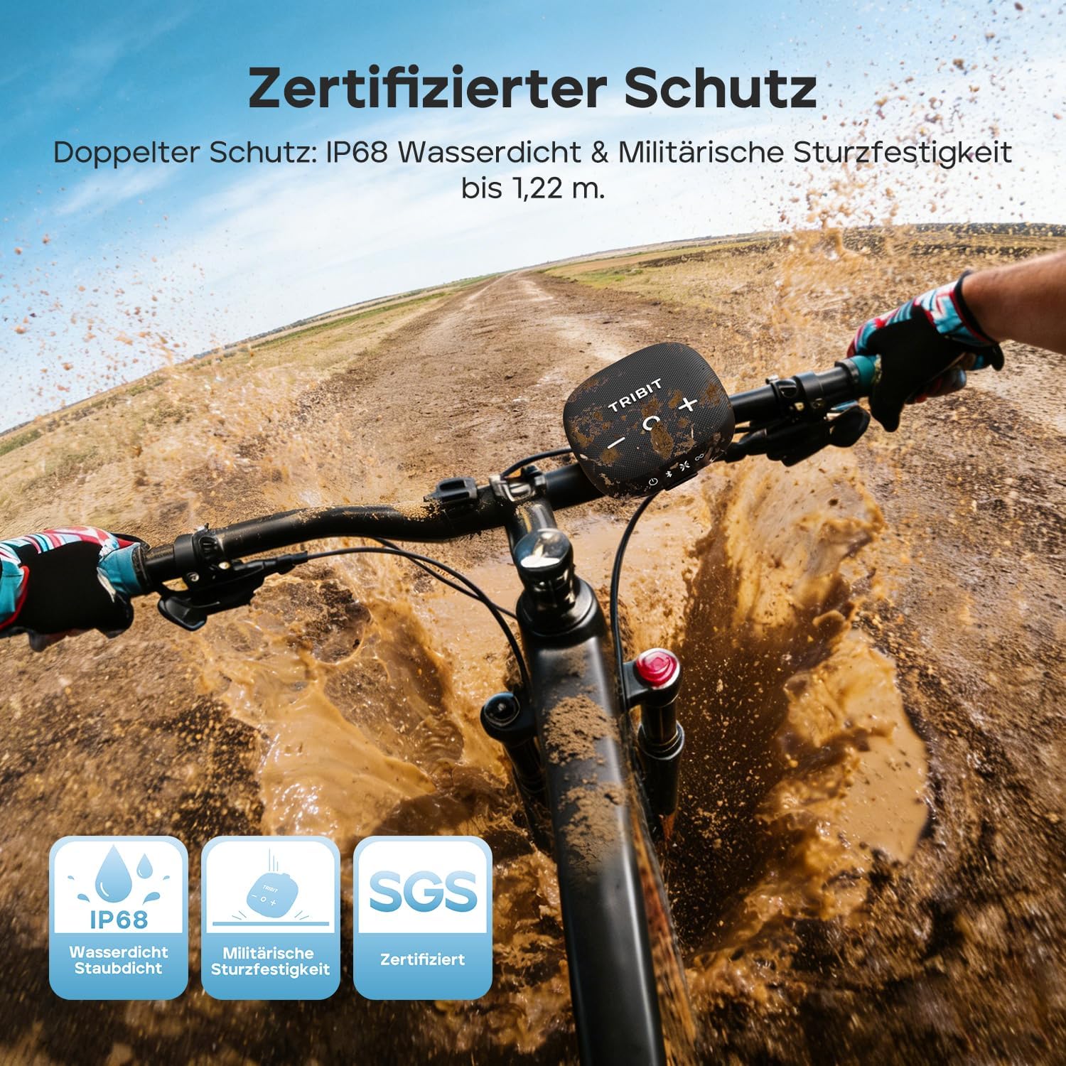 Detalle de Tribit StormBox Micro 3: kompakter Bluetooth-Lautsprecher mit XBass, IP68 und 24 Stunden Laufzeit