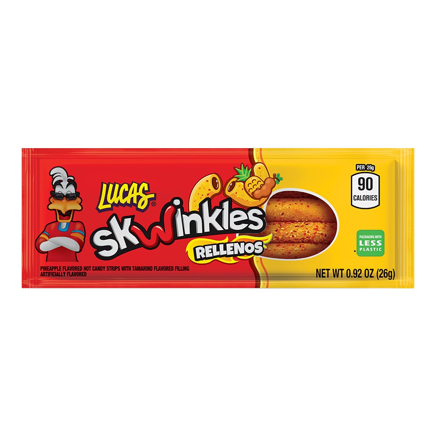 Detalle de Lucas Skwinkles 10284692 Pineapple-Tamarind Filled Candy Strips, 12 Pieces