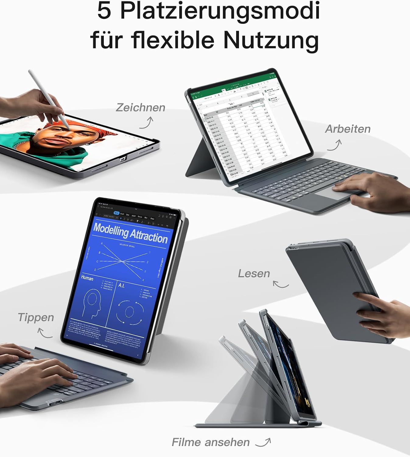 Thumbnail 2 de Inateck Tastatur Hülle für iPad Air 13 und iPad Pro 12.9