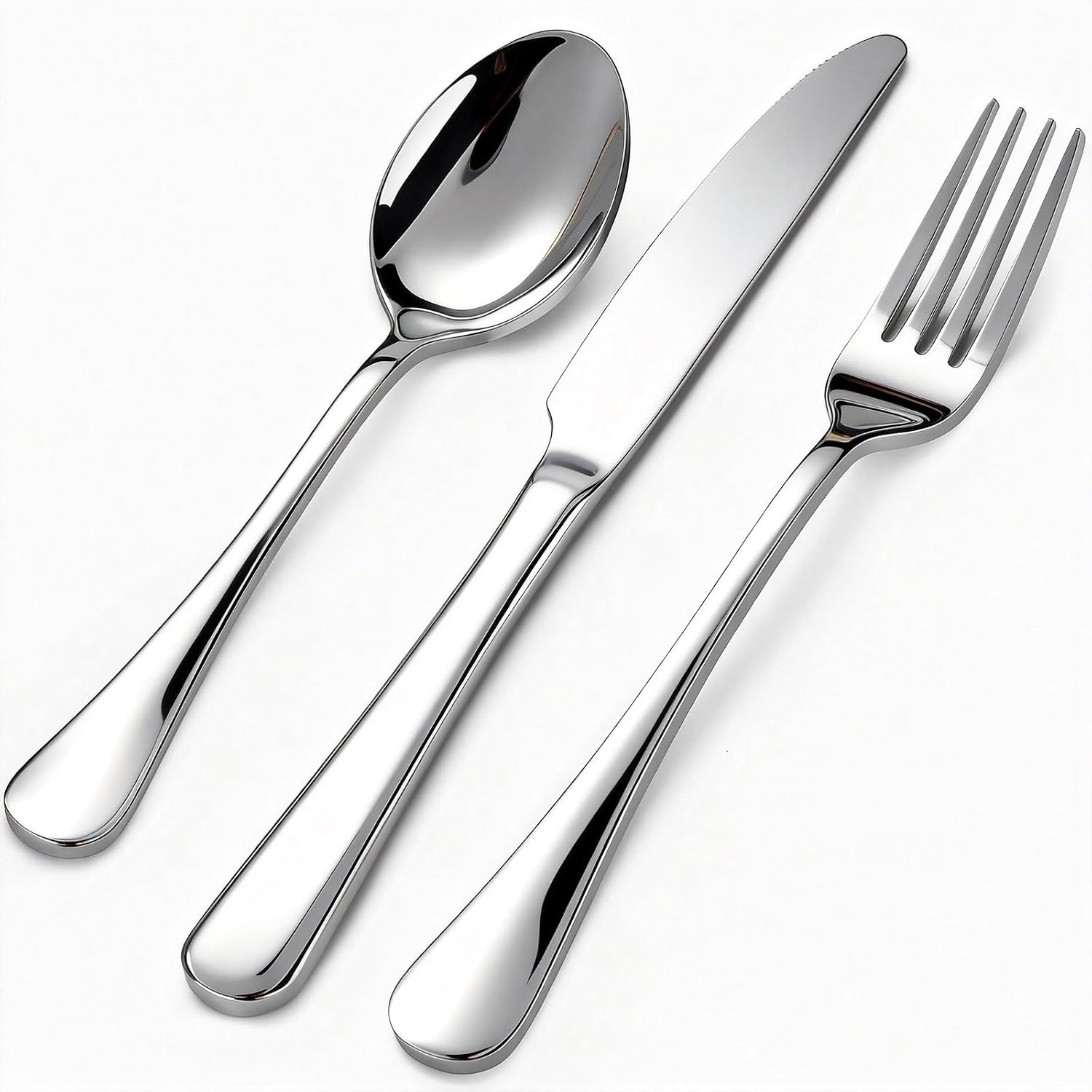 Detalle de Wellfey S12-4 Flatware Set, 12-Piece Stainless Steel with Mirror Finish