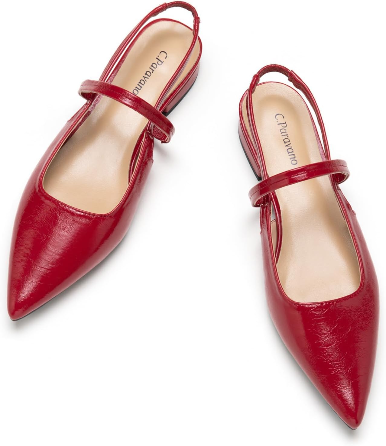Detalle de C.Paravano Women’s Slingback Flats with Pointed Toe & Kitten Heel