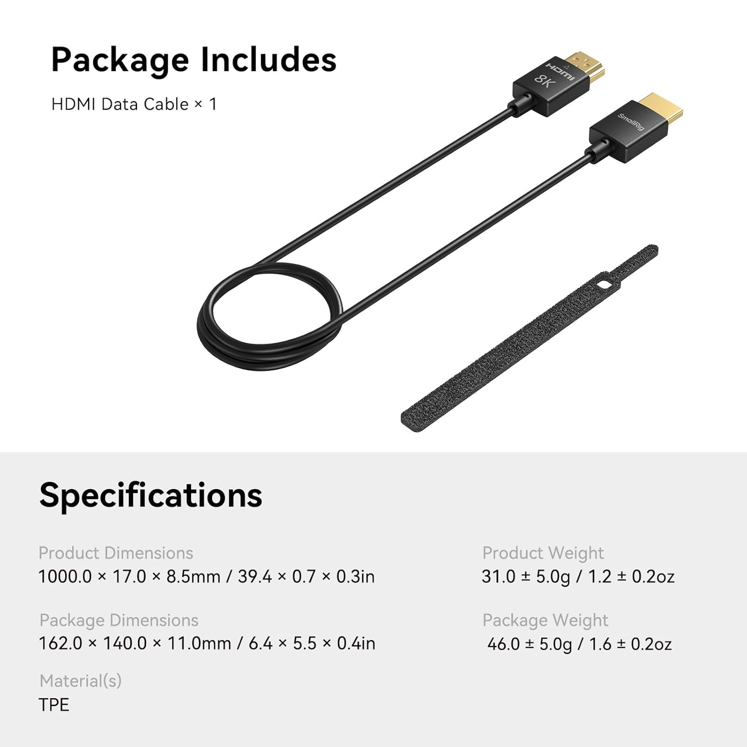 Thumbnail 6 de SmallRig HDMI 2.1 8K-Kabel (5086) A-auf-A, 100 cm – unterstützt 8K/60 Hz & 4K/120 Hz