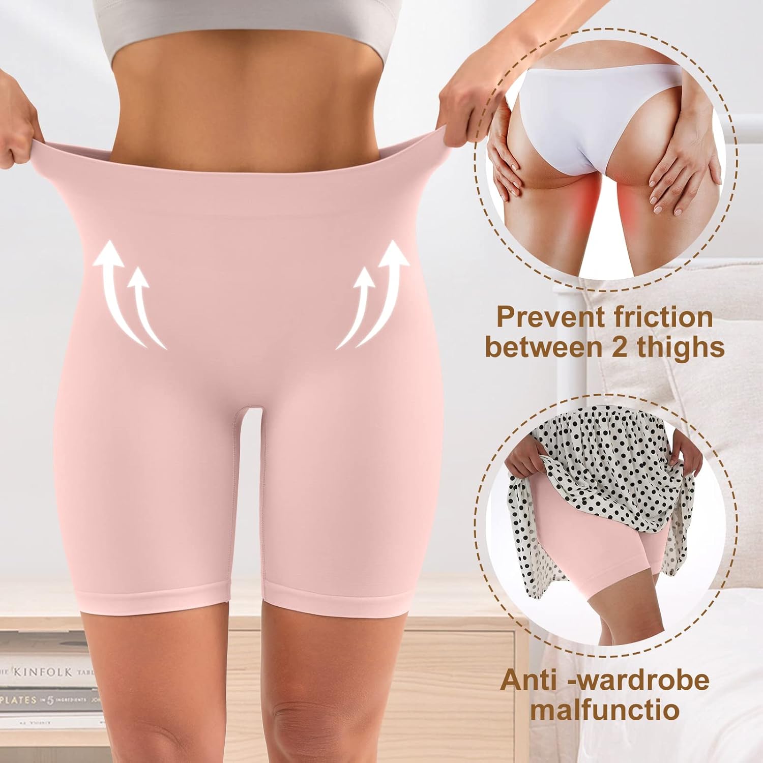 Detalle de YADIFEN Anti-Chafing Seamless Shorts for Women – 4-way stretch slip shorts for under dresses