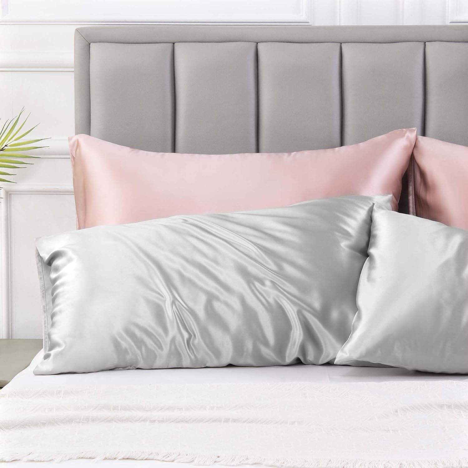 Detalle 2 de Love's cabin LCUSA8AA4AG3ST Satin Pillowcases, 20 x 26 inches, Set of 2