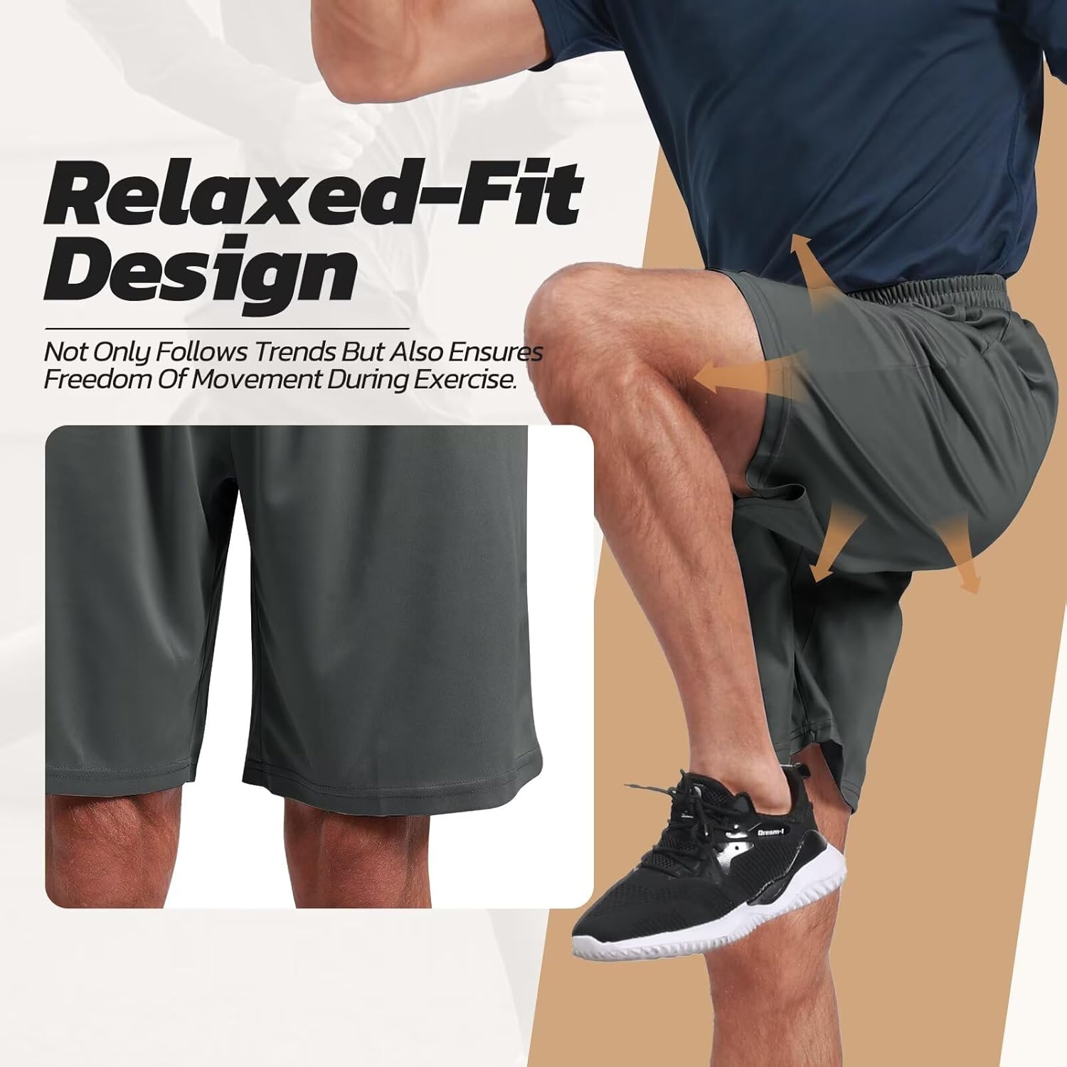 Detalle 2 de BOOJO 3 Pack Gym Shorts for Men with Pockets – UK breathable training shorts