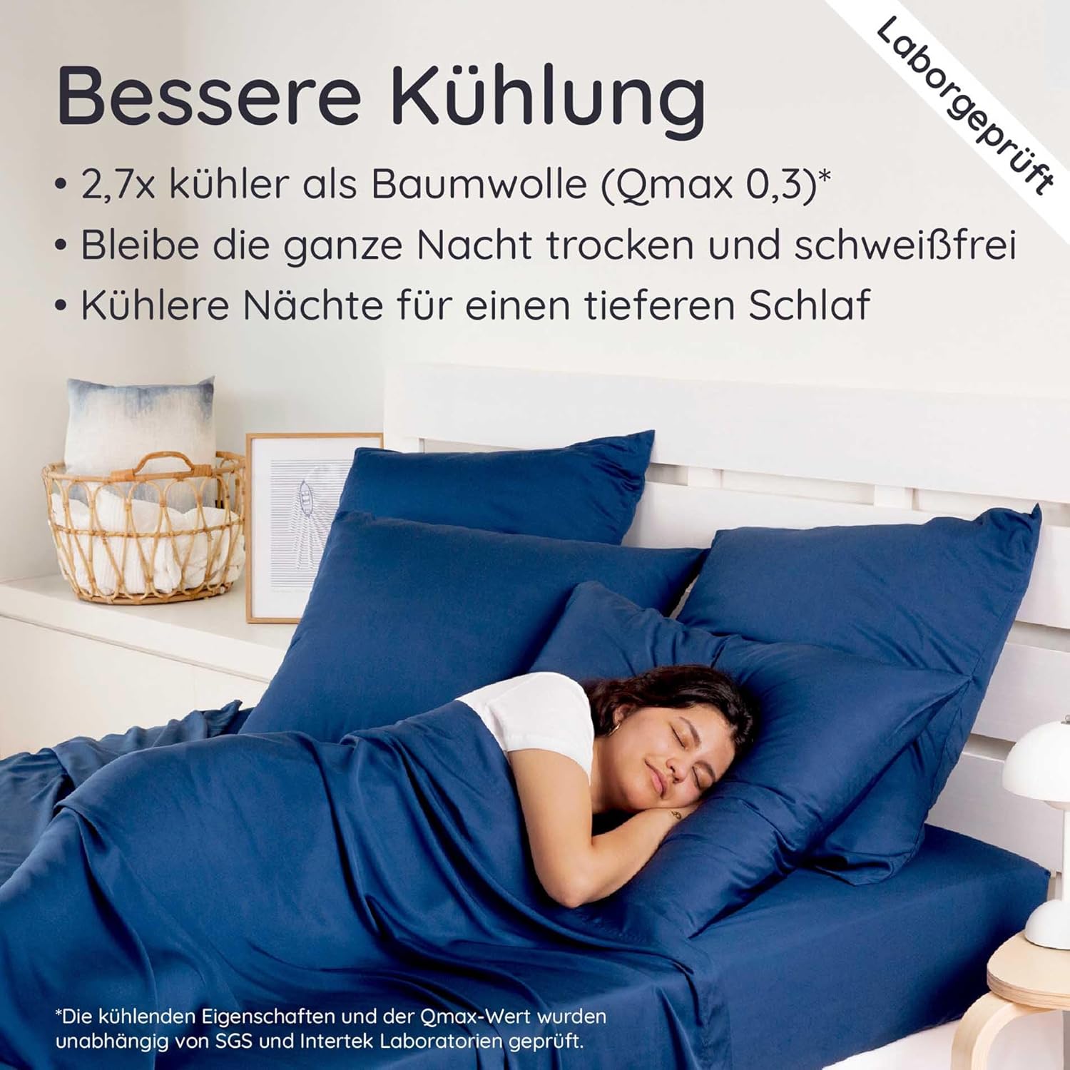 Thumbnail 2 de Bambaw Bambus-Spannbettlaken 90x200 cm, 35 cm Steghöhe, marineblau (OEKO-TEX, antibakteriell)