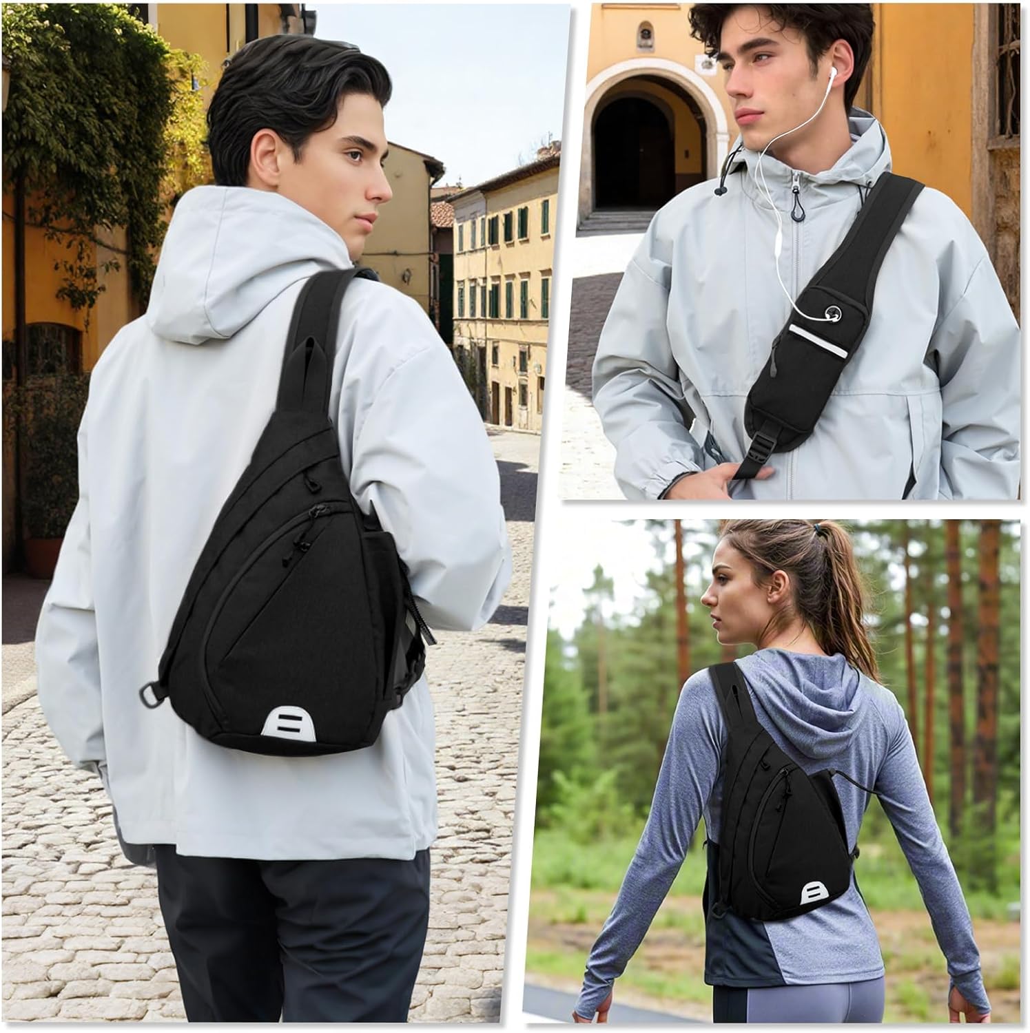 Thumbnail 6 de Aucuu Sling Rucksack – kompakte Crossbody-Tasche mit Kopfhörerloch
