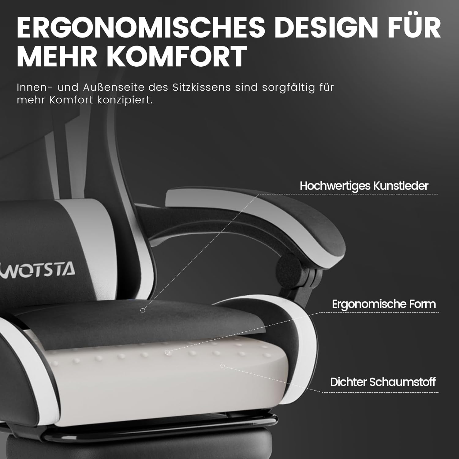 Thumbnail 5 de WOTSTA Gaming Chair 135° Ergonomischer Stuhl