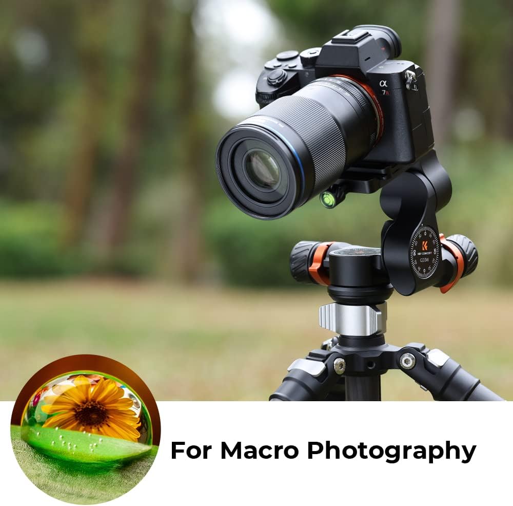 Thumbnail 6 de K&F Concept geared tripod head for 360° panoramic 3-way ballhead with quick release plate