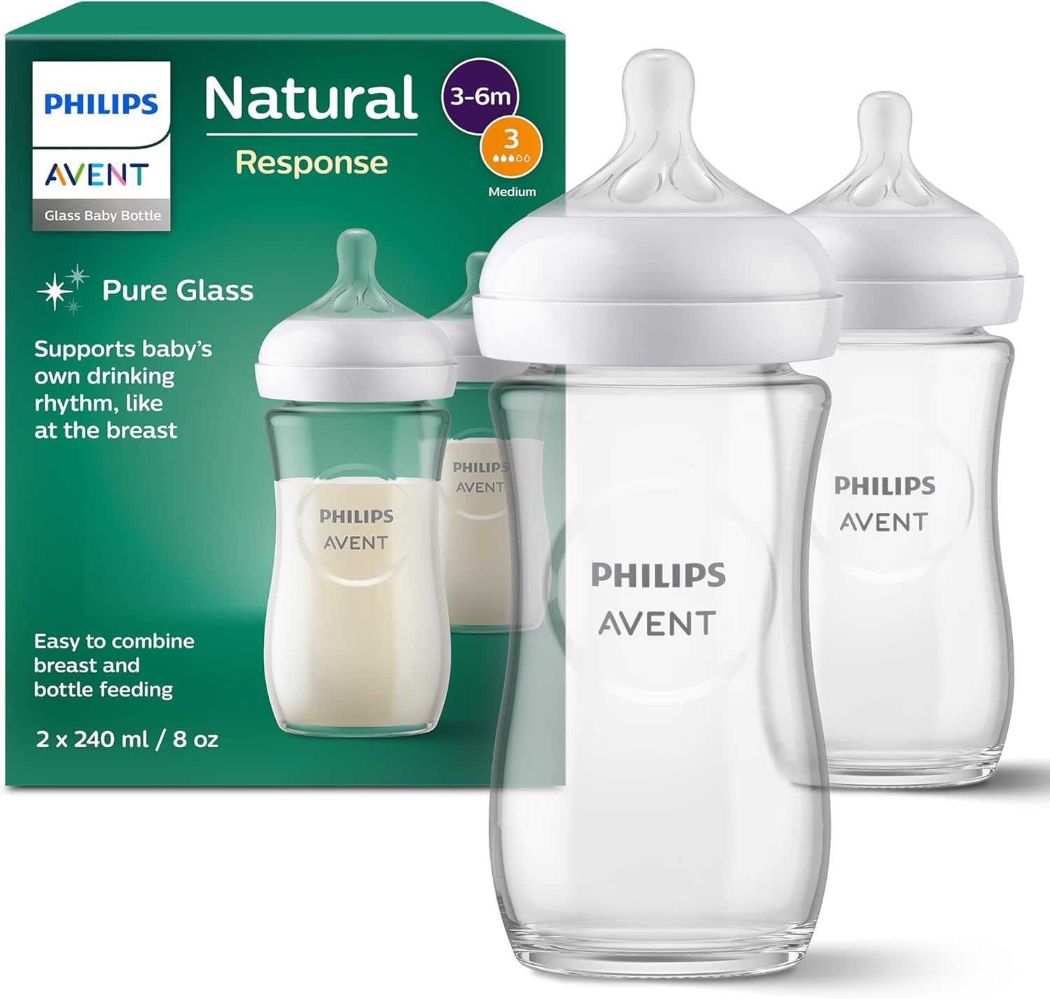 Detalle de Philips Avent SCY933/02 Biberon vetro 240 ml