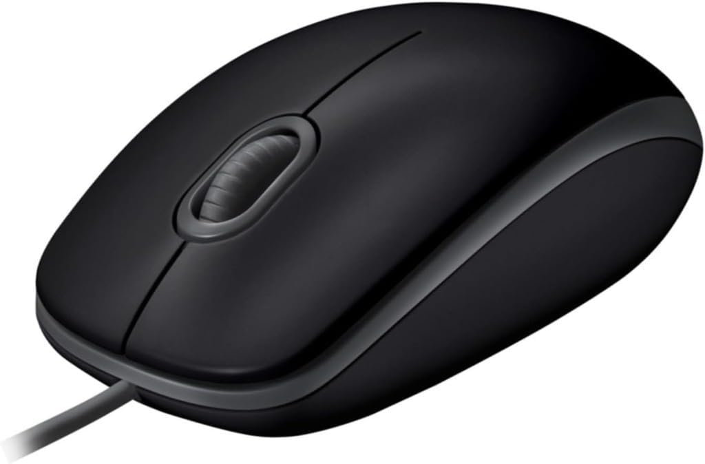 Detalle de Logitech B110 Wired USB Mouse with Silent Buttons – Ambidextrous, Full-Size Comfort