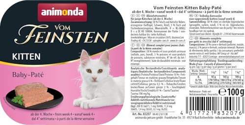 Detalle de Animonda Vom Feinsten Kitten Baby‑Paté – Nassfutter für Kätzchen von der 4. bis zur 16. Woche (32 x 100 g)