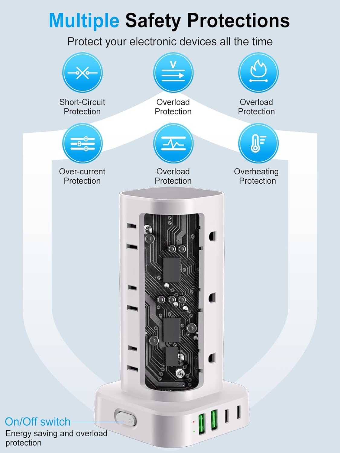 Thumbnail 6 de UWIWUTEI Power Strip Tower 12 outlets ๐