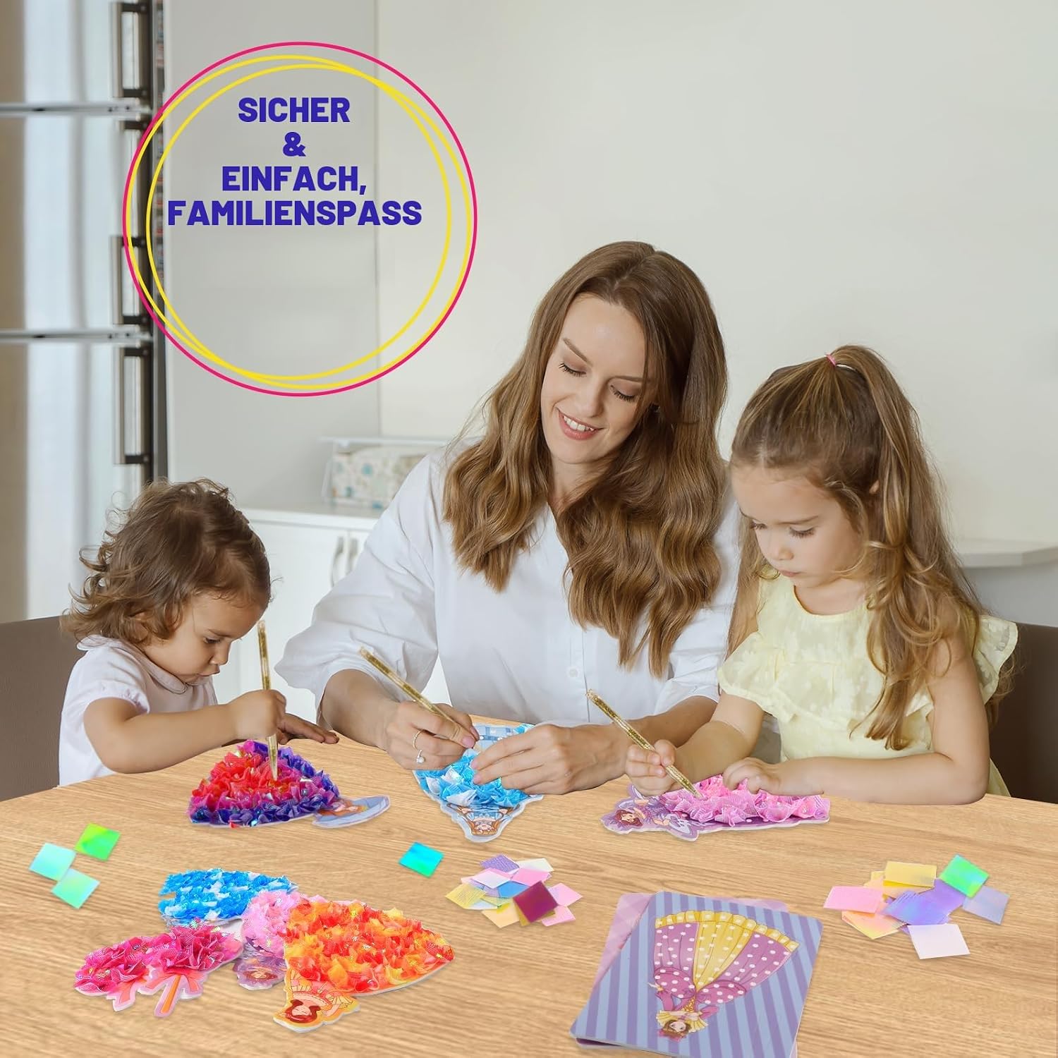 Detalle 2 de Yrinfay Poke Art Bastelset für Kinder – DIY mit Prinzessinnen (8 Figuren & 6 Accessoires)
