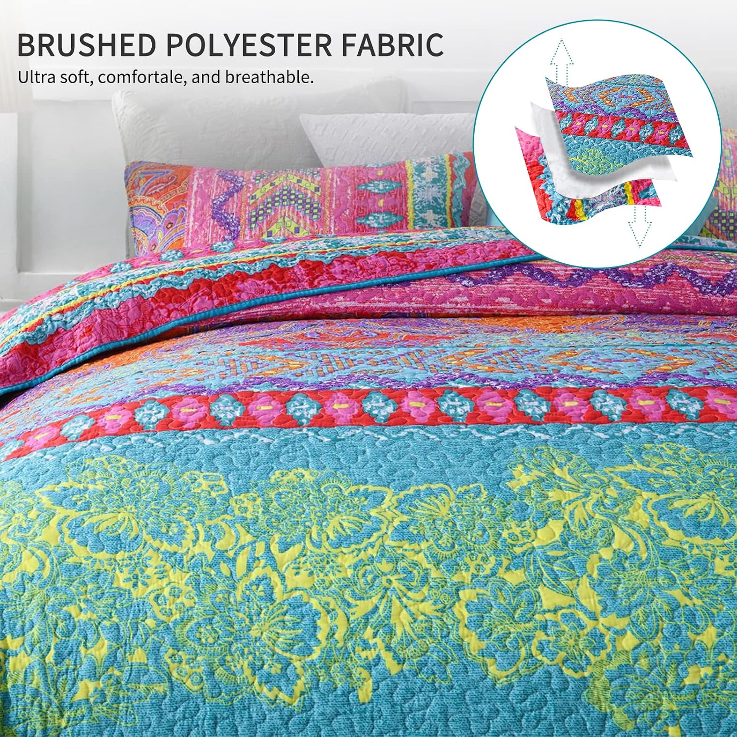 Detalle 2 de Qucover Boho Tagesdecke 220x240 für Doppelbett