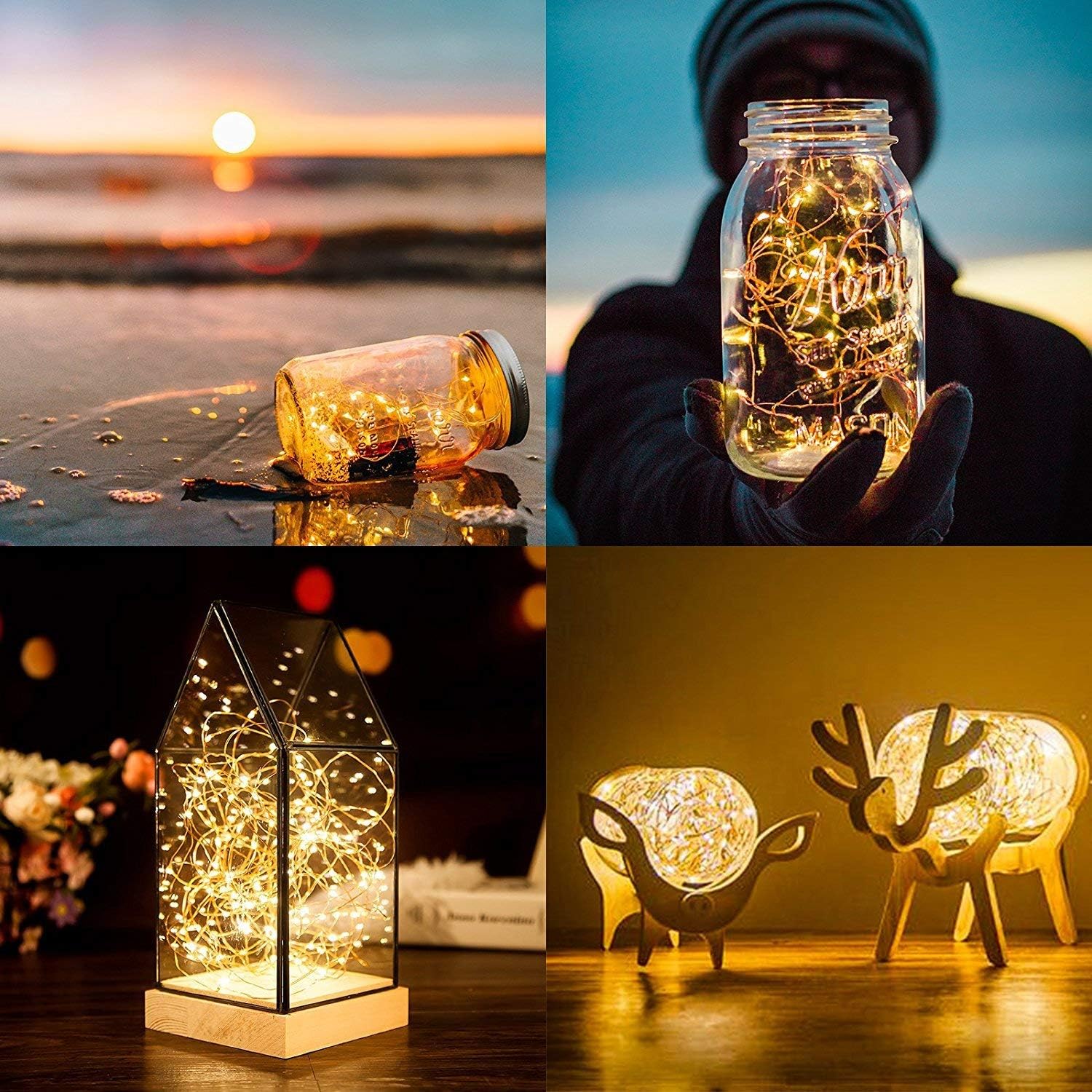 Detalle de ANJAYLIA 2-Pack 10 ft Warm White LED String Lights, 30 LEDs Each