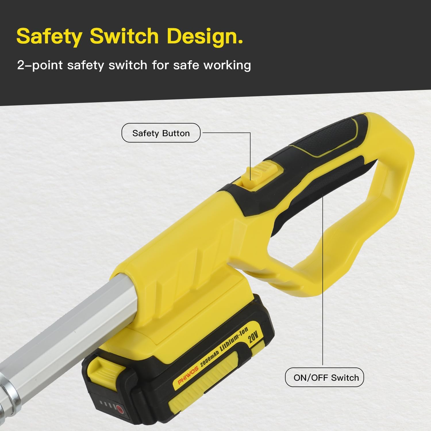 Thumbnail 2 de Cordless Pole Hedge Trimmer PHIWOS with 2.0Ah Battery & 1Hr Charger, 2Batteries, Telescopic Reach