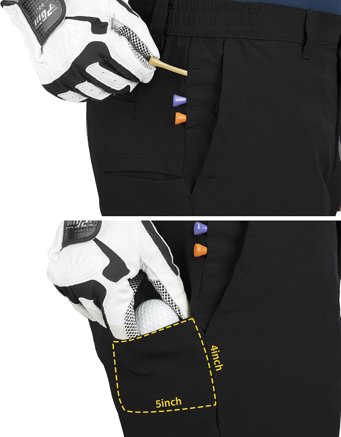 Detalle de 33,000ft Men’s Golf Shorts 9" Dry Fit Stretch UPF 50+ with 4-Way Stretch, 4 Pockets and Tee Holders