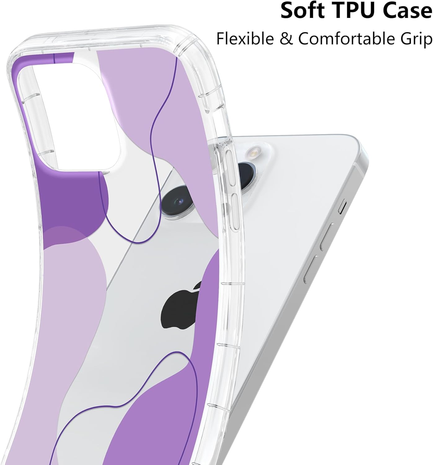 Thumbnail 4 de DEFBSC Hülle kompatibel mit iPhone 15 Pro Max – Transparente Rückseite, Lila Akzent, Weiche TPU Schutzhülle