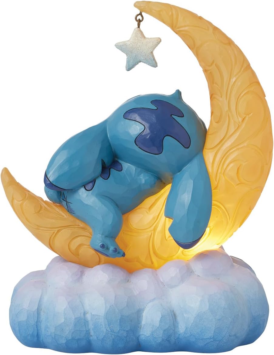 Detalle de Disney Traditions Figurine de Lune Lumineuse Stitch et Scrump – édition Jim Shore
