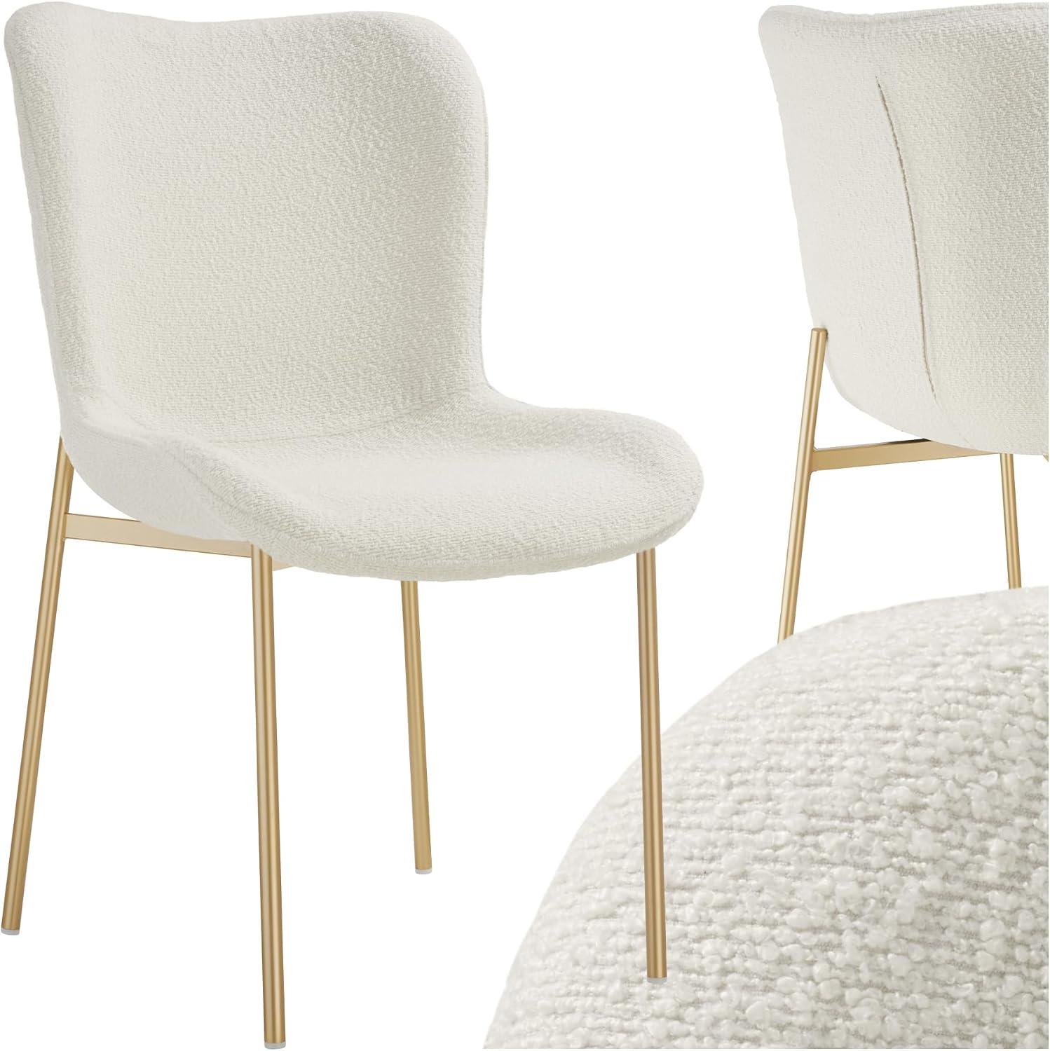 Detalle de tectake Tessa 405216 matstol i bouclé med guldfärgade stålben