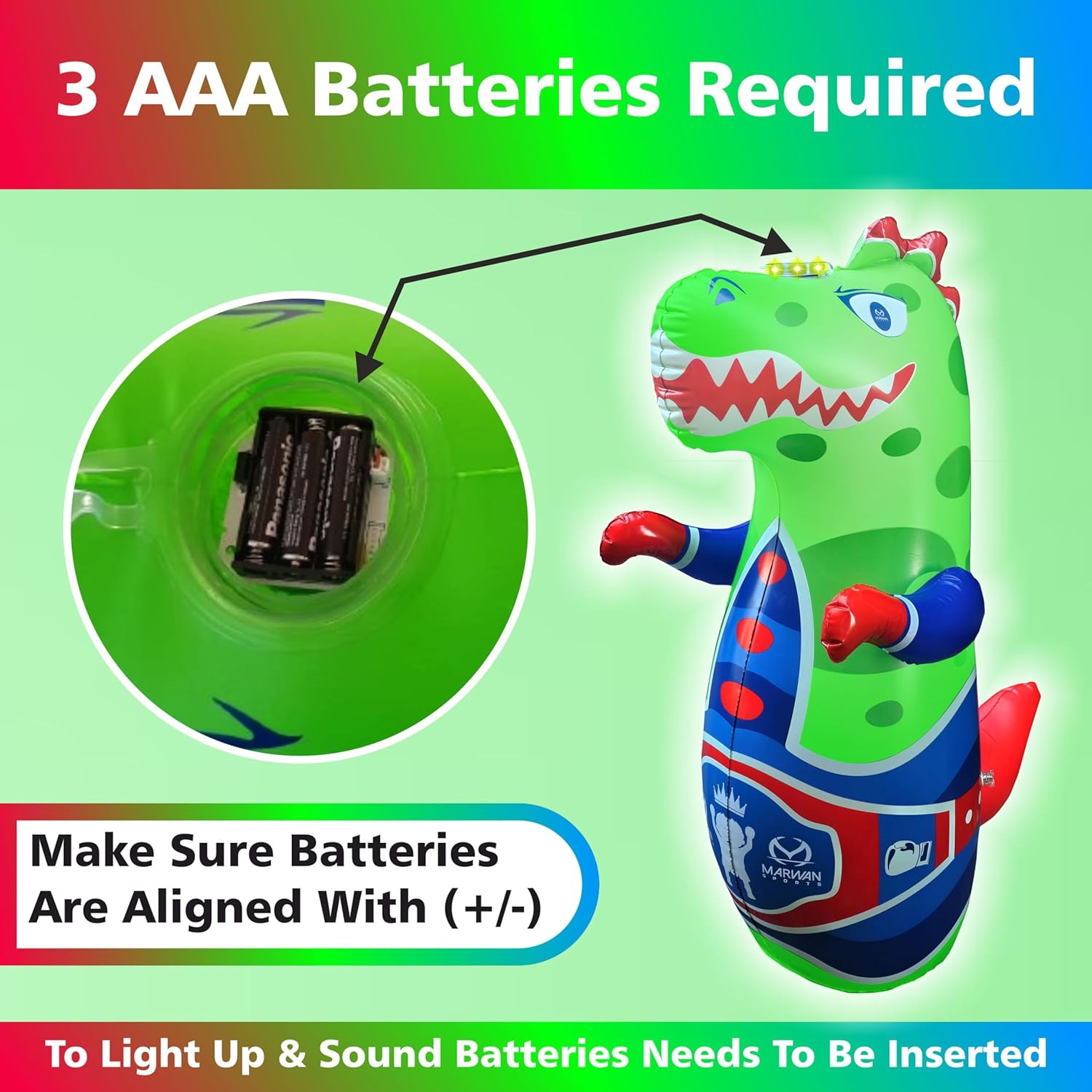 Thumbnail 6 de Marwan Sports Punch Light & Roar Dinosaur Bop Bag 47"