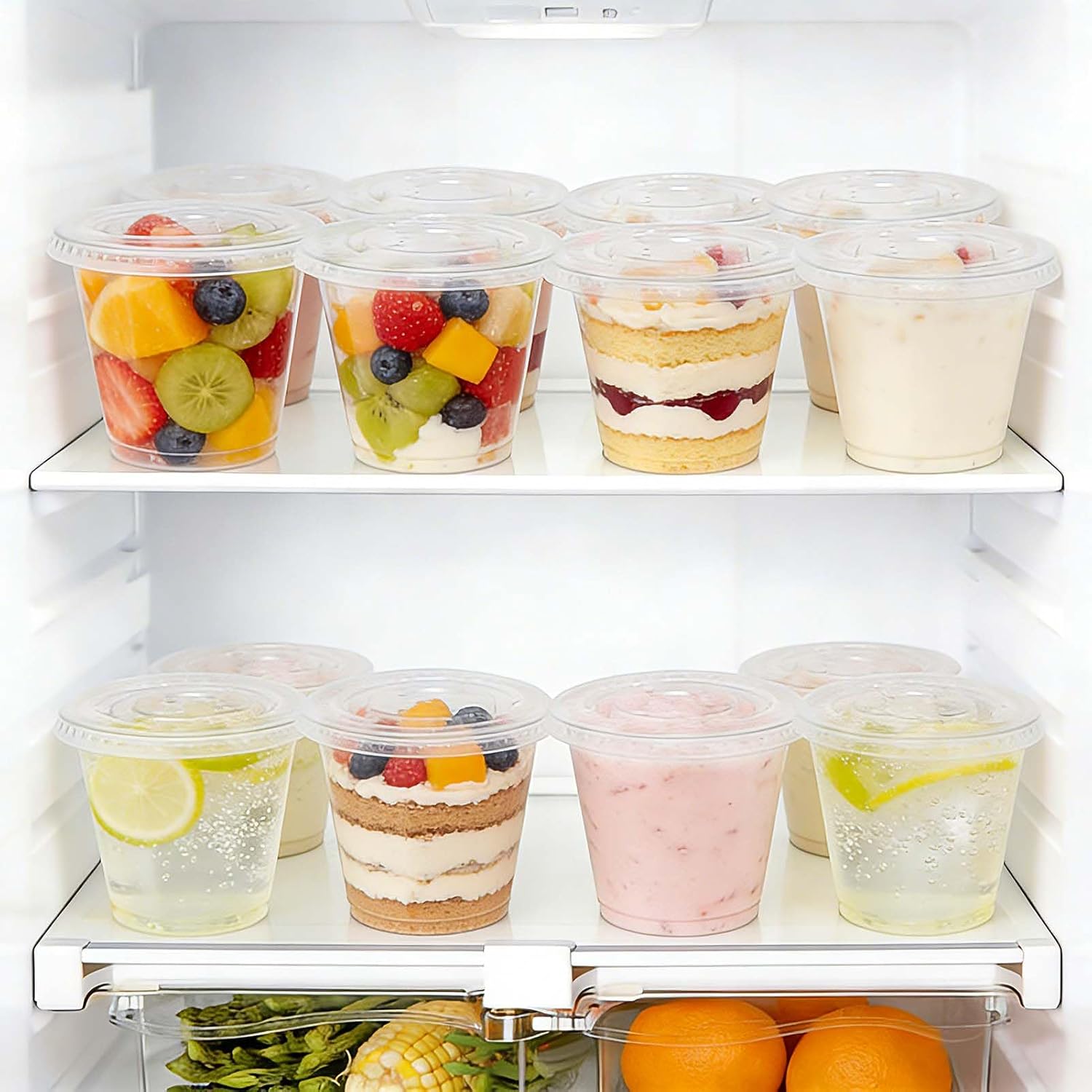Thumbnail 5 de Clawsoff 9 oz Plastic Cups with Flat Lids (50 Pack) – Clear, BPA-Free, Disposable Parfait Cups